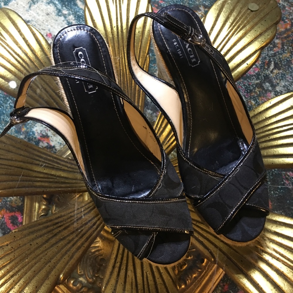 Cross Band Wedge Sandals by Coach